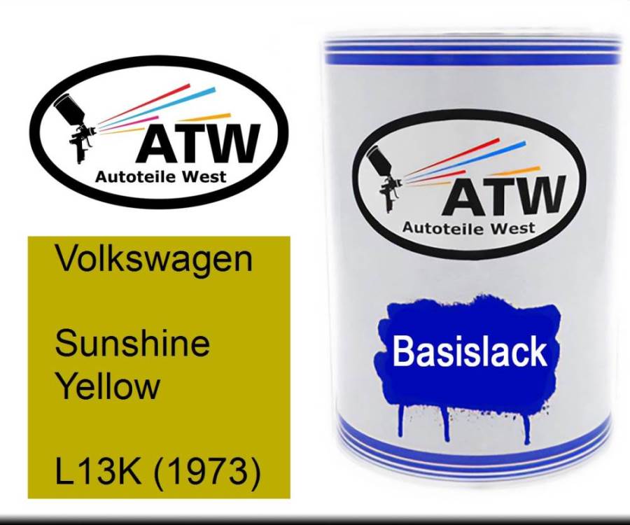 Volkswagen, Sunshine Yellow, L13K (1973): 500ml Lackdose, von ATW Autoteile West.